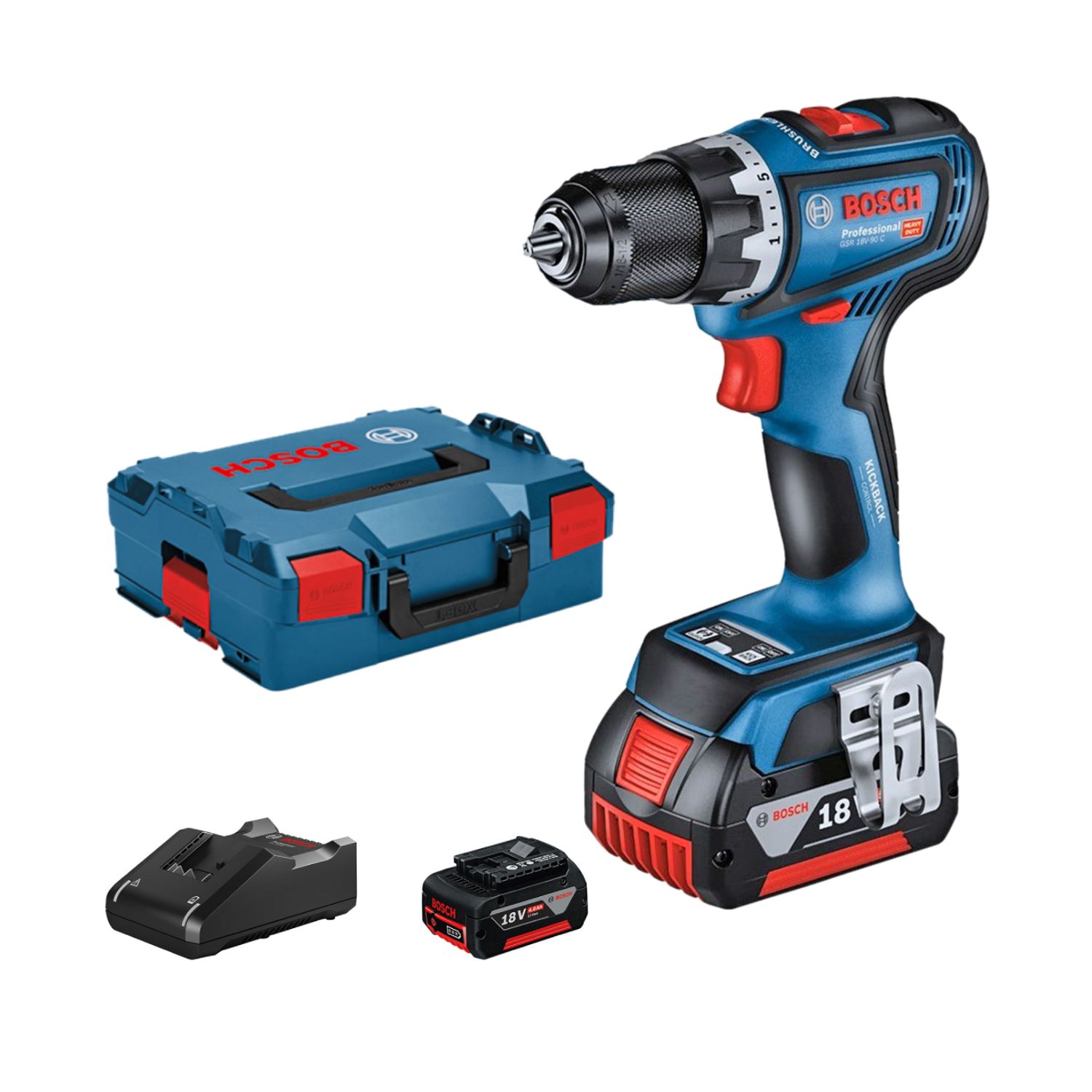 Акумулаторен винтоверт Bosch GSR 18V-90C 2x5.0Ah / 06019K6006